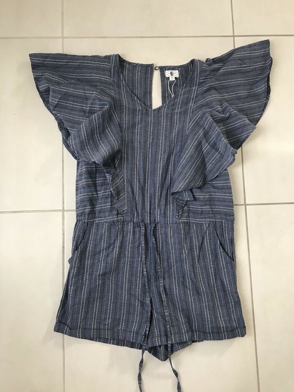 Mudpie Isla Romper Playsuit Striped Coastal Nautical Cottagecore Festival